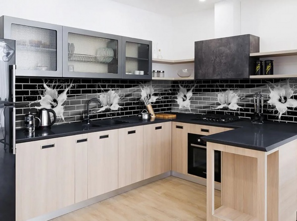 Наклейка на кухонный фартук Zatarga Черные кирпичи Z181316 65x250 см