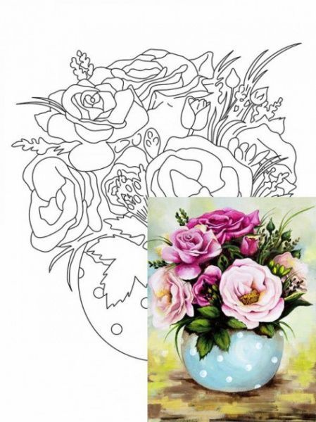 Холст на картоне с контуром Натюрморт №27 Rosa Start 