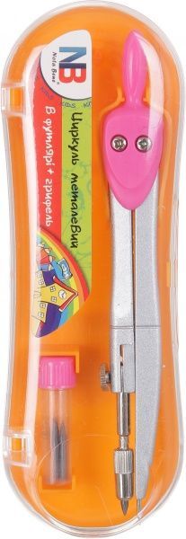 Циркуль металевий в футлярі із запасним грифелем помаранчевий Nota Bene