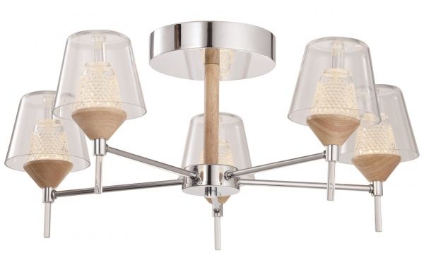 Люстра світлодіодна Інтерклас НСБ 04-5хХХ-250 5x5 Вт дерево світле/хром 