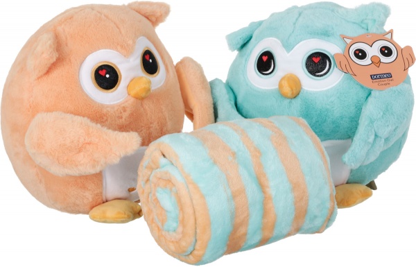 Подушка декоративна з пледом пара сов різнокольоровий Dormeo 