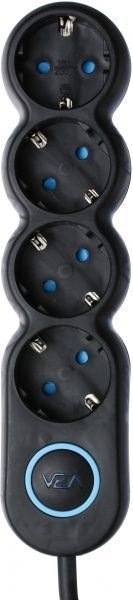 Удлинитель VEA с заземлением 4 гн. черный 5 м VE2S4SBBL-5m 