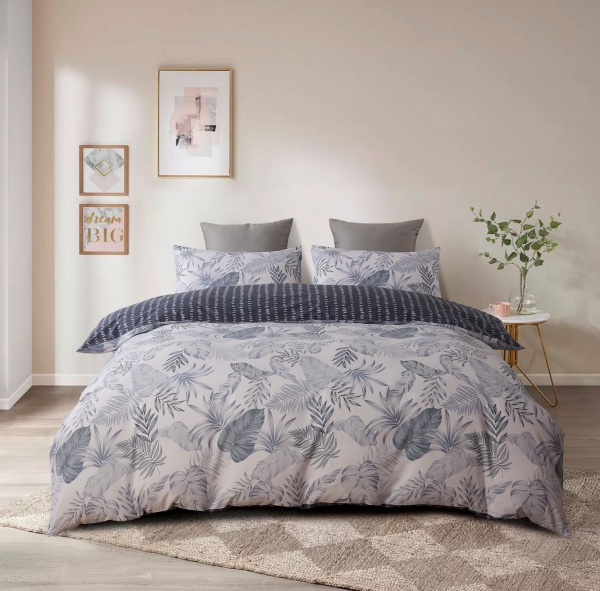 Комплект постільної білизни Corina 1,5 сірий із білим La Nuit 