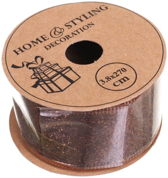 Стрічка декоративна новорічна з блискітками 38х2700 мм ANM800720 