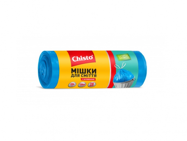 Мішки для сміття із затяжками Chisto з затяжкою надміцні 35 л 15 шт.