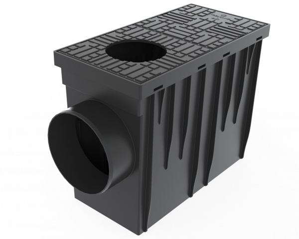 Бокс водосточный Vodaland пластиковый Easy 140х310 с горизонтальным отводом 110 черный