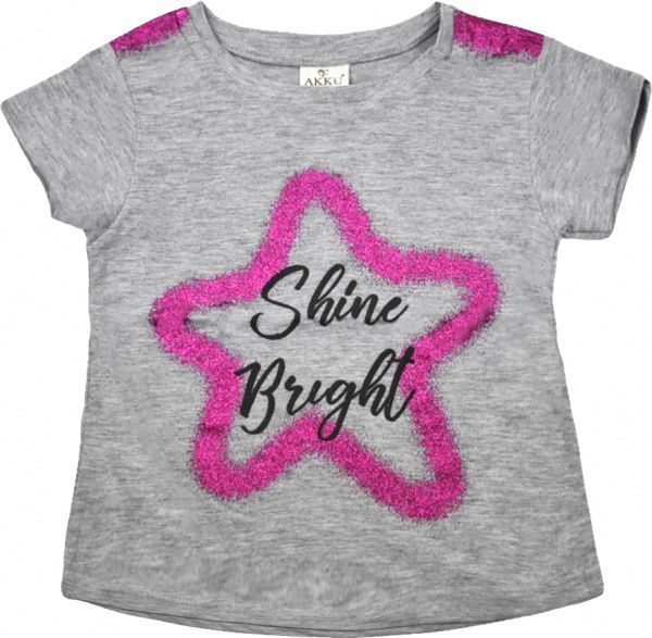 Футболка для дівчинки AKKU 9081 з зіркою р.122 сірий 