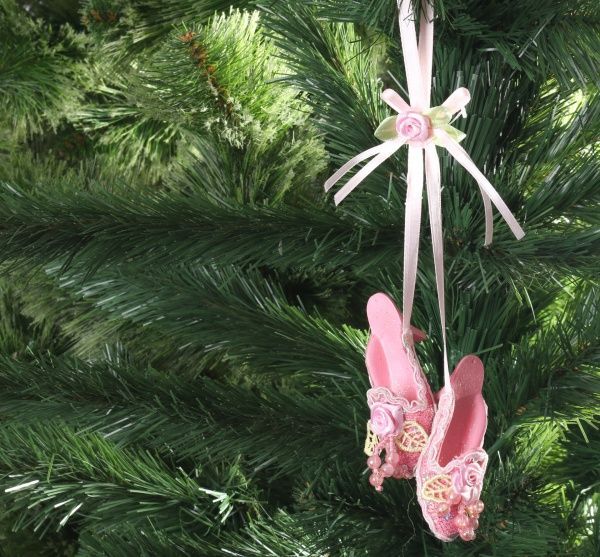 Елочная игрушка Туфли золотистые 18 см DL120768  