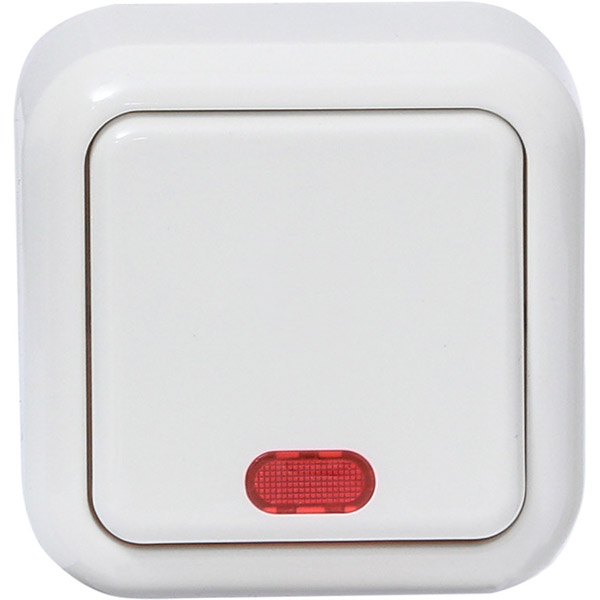 Вимикач одноклавішний Expert Power IP20 з підсвіткою 10 А 250В білий HSN-SWP.H3A20G1W1L-WH