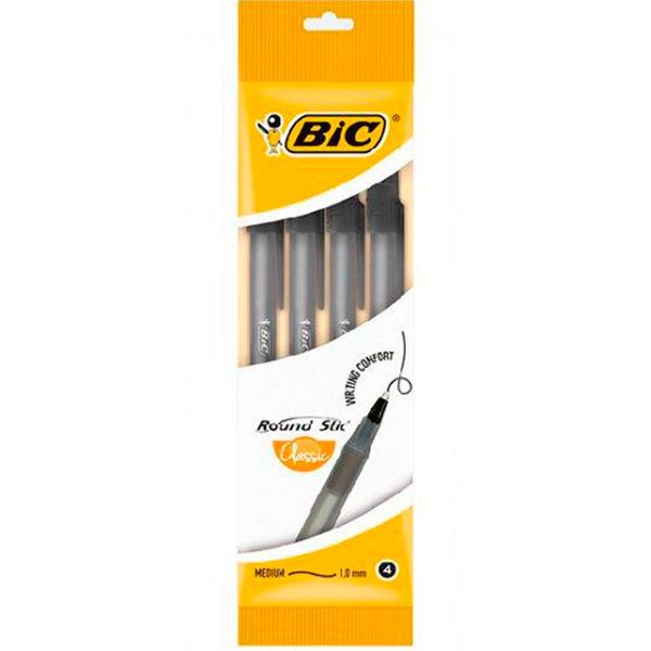 Набор ручек шариковых BIC Round Stic 4 шт. черные 