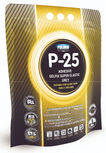 Клей для плитки Polimin високоеластичний гелевий P-25 gelfix (C2TE S1) 5кг