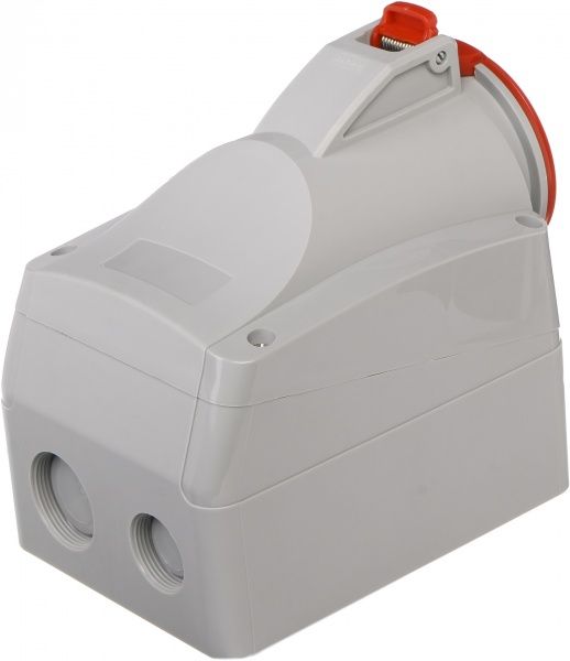 Розетка наружной установки с заземлением Legrand 32A 3К+З 415В IP44 серый с красным 555258