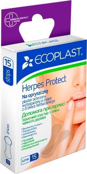 Лейкопластир ECOPLAST Допомога при герпесі з маслом чайного дерева стерильні 15 шт.