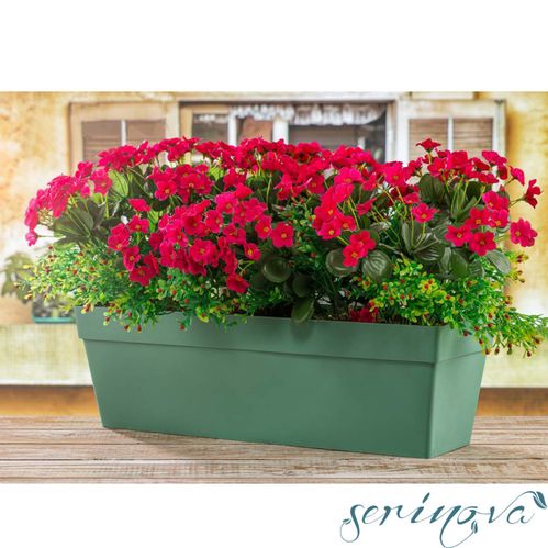 Горщик для квітів Serinova балконний №2 YALI BALCONY з дренажем прямокутний 10,8 л зелений 