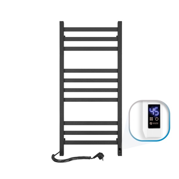 Полотенцесушитель электрический NAVIN Авангард 480х1000 мм Sensor левый с таймером черный муар (12-228153-4810) 