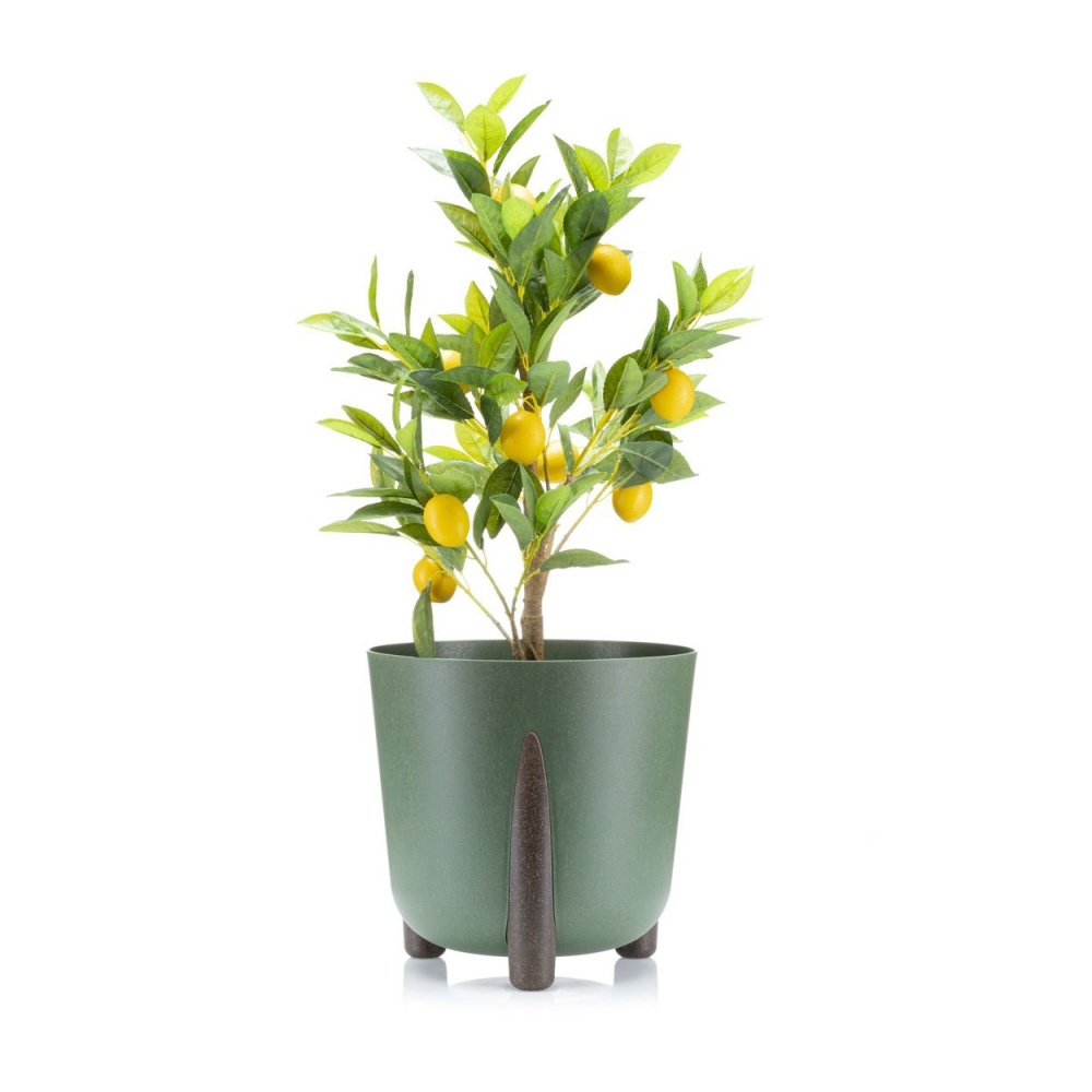 Вазон пластик FRIDA 25,5х25,3 см круглий зелений матовий 8,1 л Lamela (9422456)