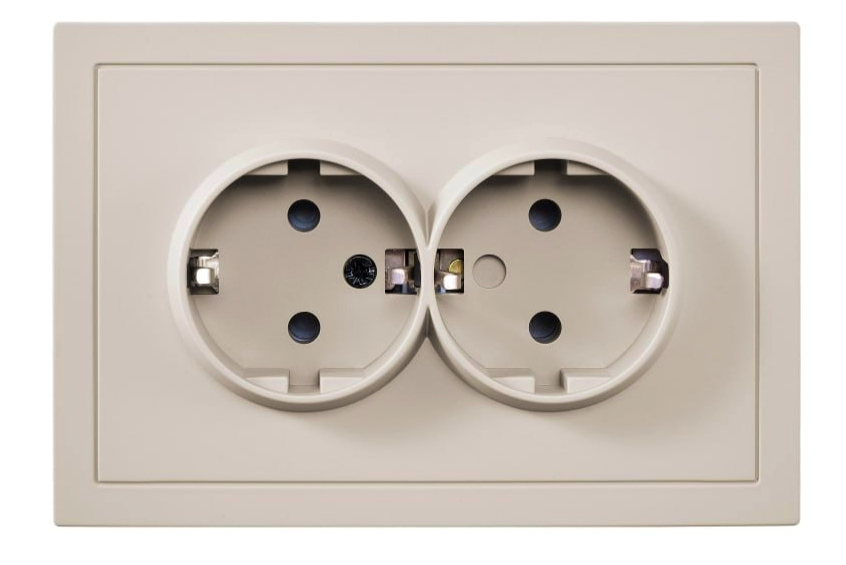 Розетка подвійна побутова із заземленням HausMark Juna IP20 пісочна/бежевий 7041-1800U2-127BQC