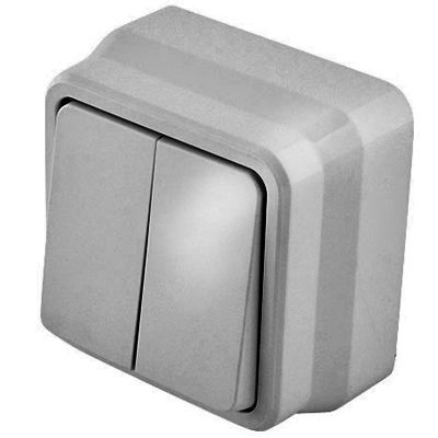 Вимикач подвійний Misya срібло