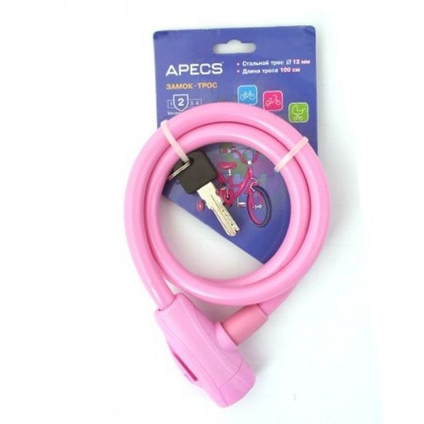 Замок велосипедний Apecs PD-84-100CM-PINK