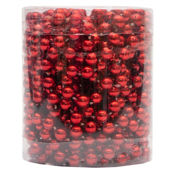 Бусы для елки Девилон 250485 6мм 6 м красный