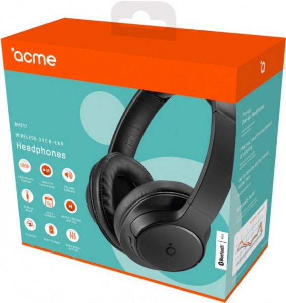 Гарнітура Acme BH317 Wireless over-ear headphones black (4770070882160) 