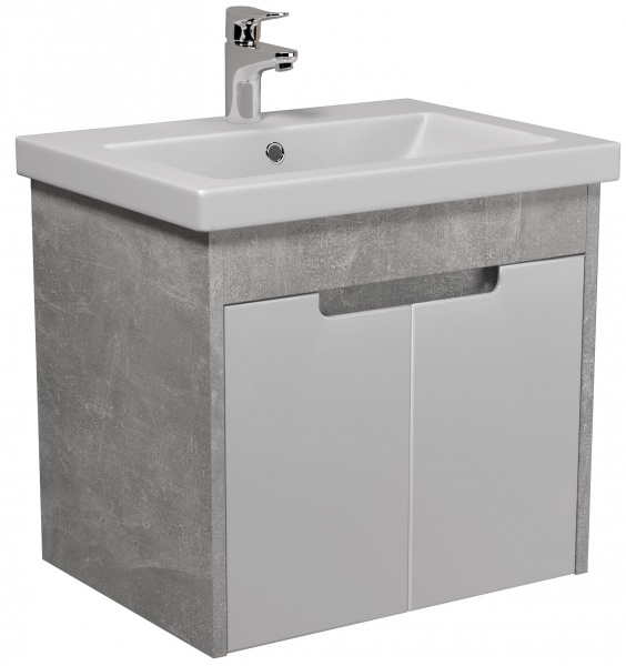 Тумба подвесная Мойдодыр Smart Loft 60-A бетон с белым