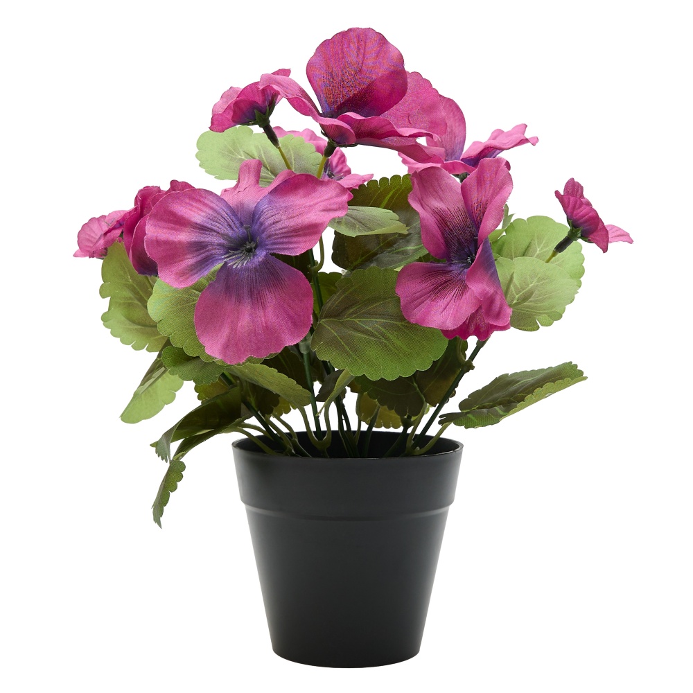 Цветок искусственный Фиалка 24 см в горшочке фиолетовая Девилон