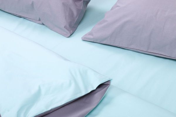 Комплект постельного белья Моно 1,5 серый с голубым La Nuit 