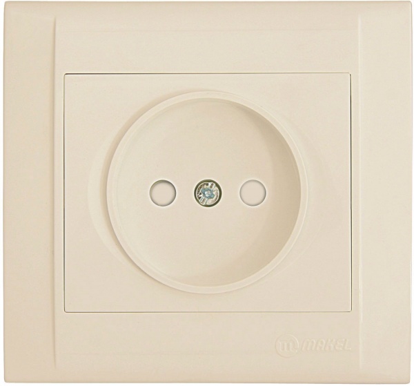 Розетка без заземлення Makel Defne зі шторками кремовий 42010052
