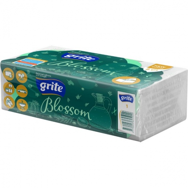Бумажные полотенца GRITE Blossom листовые двухслойная 120 шт.