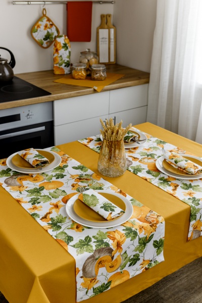 Дорожка (раннер) Happy Fall d3 40x140 см оранжевый/белый с золотистым Прованс 