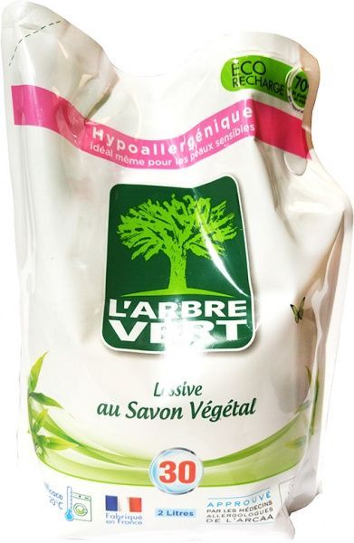 Гель для машинной стирки L'Arbre Vert Запасной блок Мыло 30 cтирок 2 л
