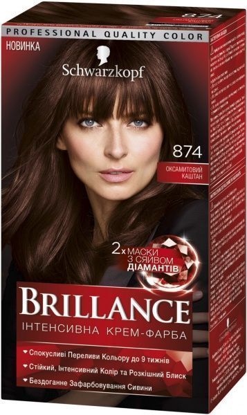 Крем-фарба для волосся Brillance Brillance №874 оксамитовий каштан 142,5 мл
