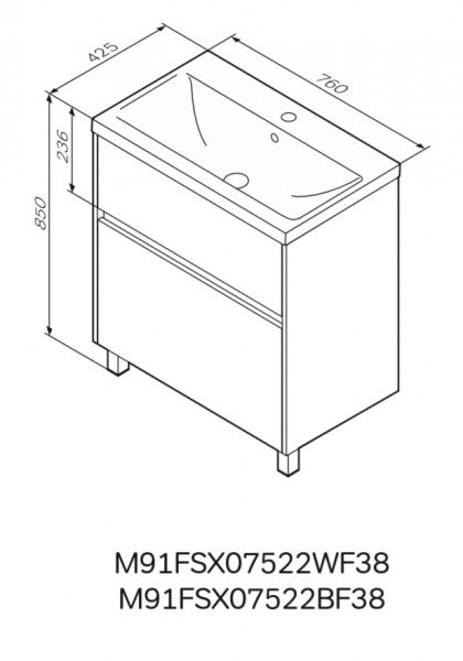 Тумба на ніжках AM.PM M91-FSX0752-WC0752WF38GEMS 75смбілийглянець/дерево
