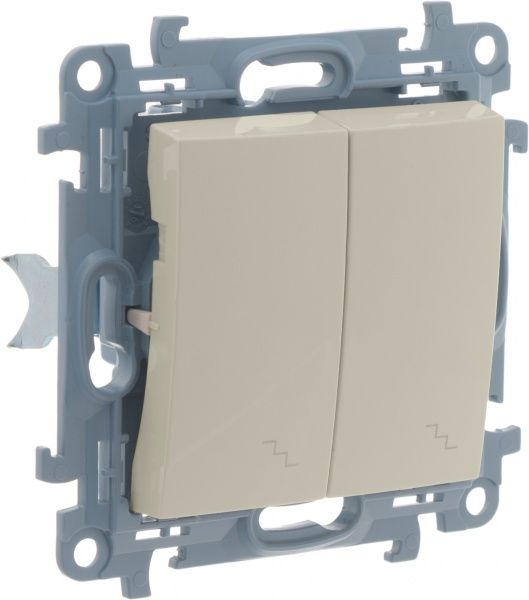 Выключатель проходной двухклавишный Simon 10 без подсветки 10 А 250В кремовый CW6/2.01/41