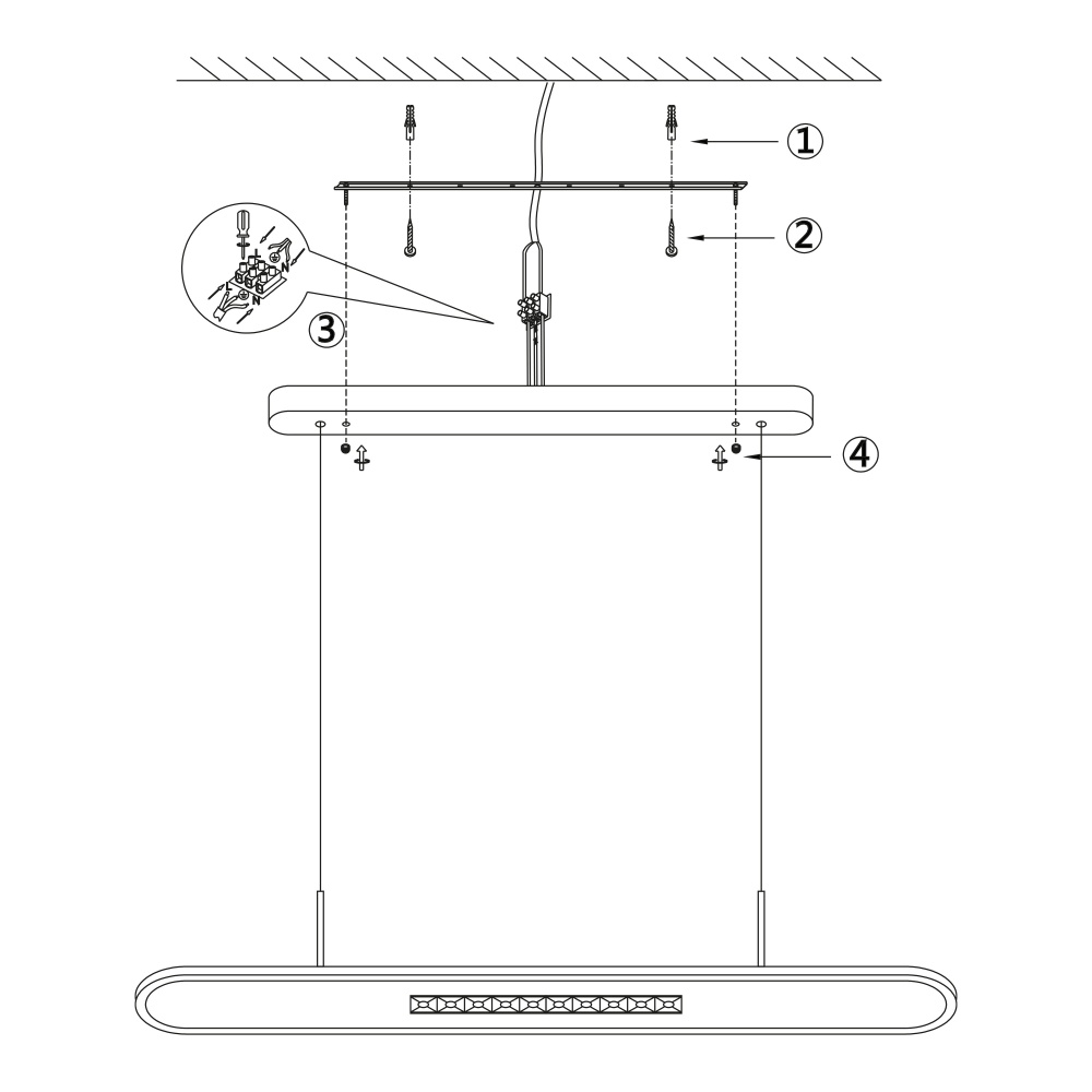 Світильник підвісний Miorro Bianco 46,8 Вт чорний 51-311-108