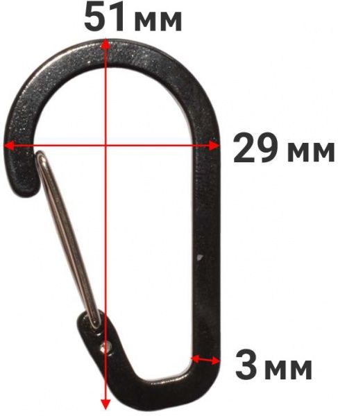 Карабін алюмінієвий з важелем 3x29x51 мм