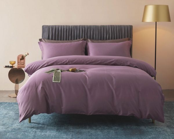 Комплект постільної білизни Mono violet D сімейний фіолетовий La Nuit 