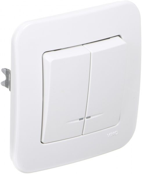 Вимикач двоклавішний Viko Rollina з підсвіткою 10 А 250В білий 90420050