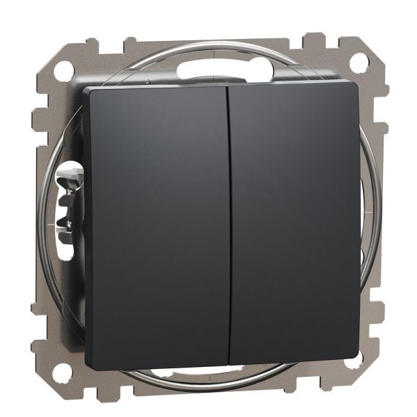 Переключатель проходной двухклавишный Schneider Electric Sedna Design без подсветки 10 А 250В черный SDD114108