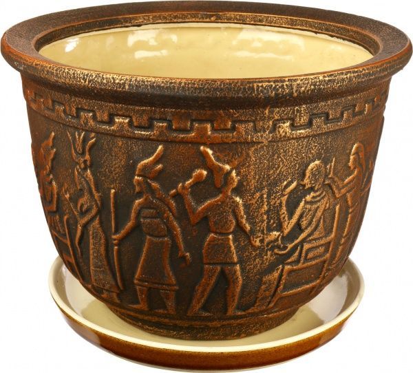 Горщик керамічний з піддоном круглий 6 л бронзовий (2732ср) 