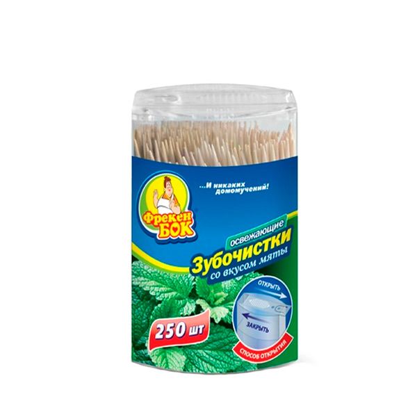 Зубочистки Фрекен Бок дерев'яні зі смаком м'яти 250 шт