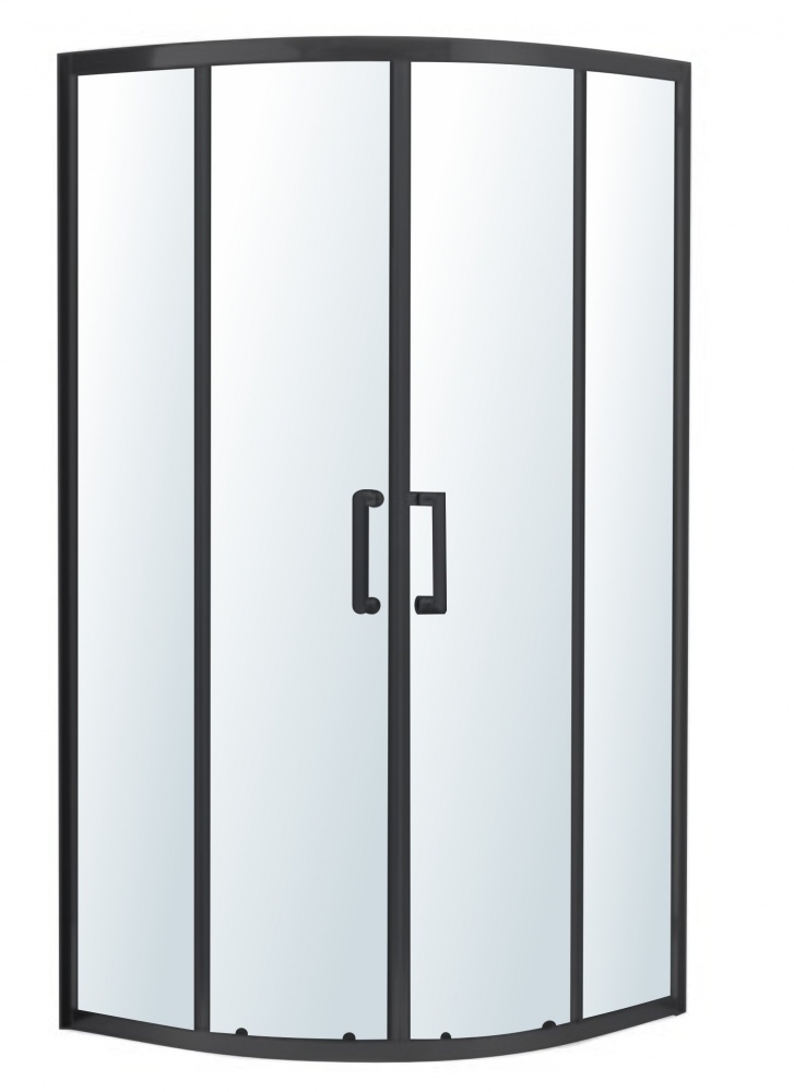 Душова кабіна Imprese VALTICE New 90*90*190см, розсувні, профіль чорний мат, скло прозоре