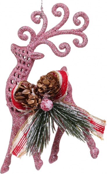 Декоративна підвіска Олень з декором 13 см HFF2021P рожевий