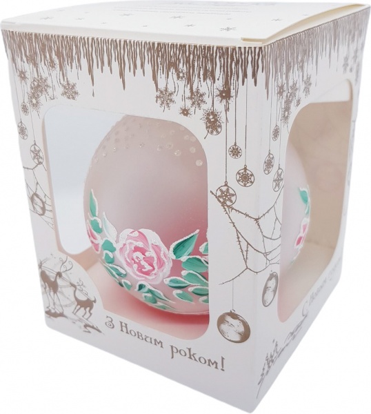 Подарункова куля Юріта d 100 мм Орнамент 100397M білий матовий