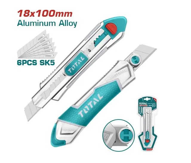 Нож строительный Total 18 мм выдвижное лезвие длина 178 мм TG5121806
