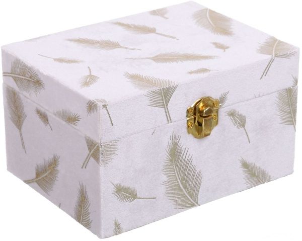 Сундук для украшений Листья 16х12х9 см белый с золотым