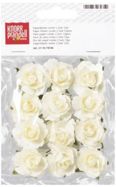 Набор бумажных цветов для декора семоклеящиеся кремовые 2,5 см 217611006 12 шт. Knorr Prandell