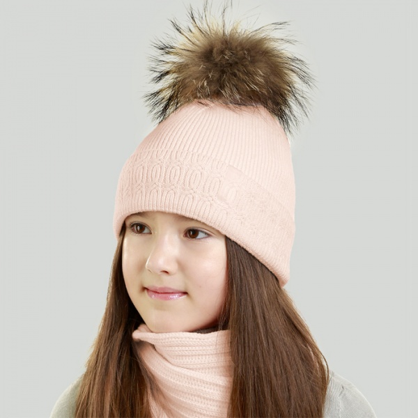 Шапка для девочек Elf-kids Долорес р.54-56 пудровый 