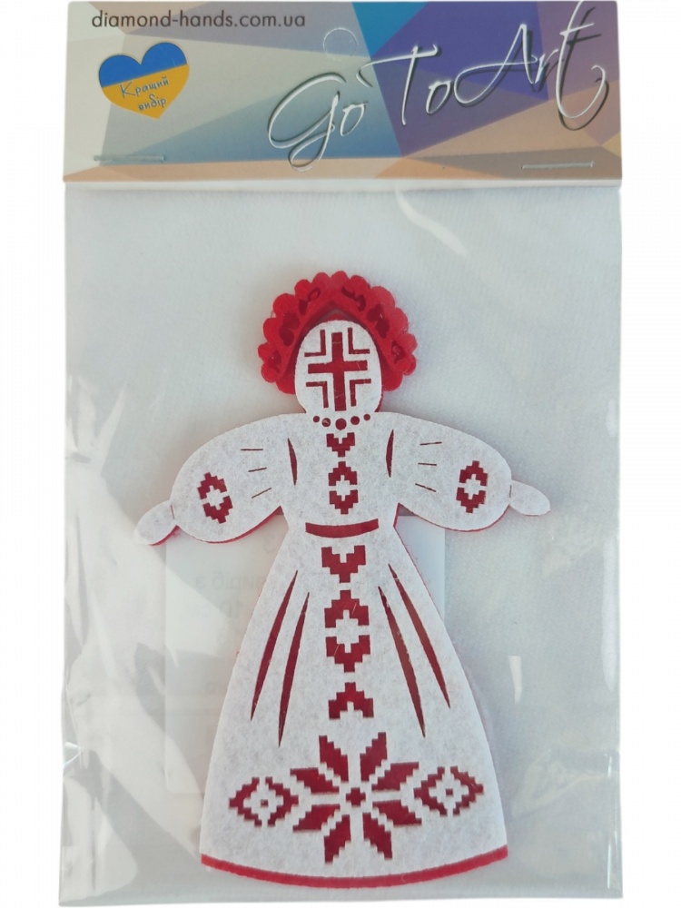 Декоративное изделие GoToArt из фетра Мотанка 10x7,5 см белый/красный